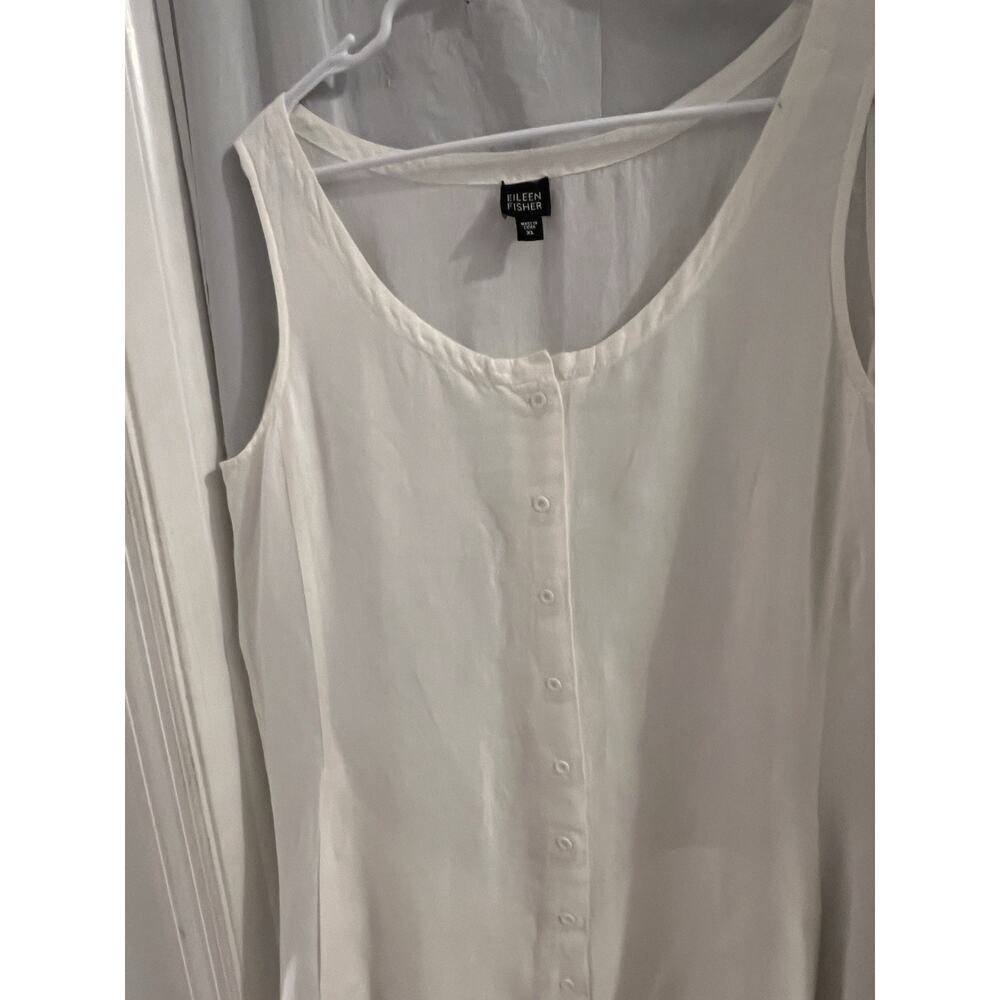 Eileen Fisher White Linen Midi overall jumper Shirt Dress Sz Xl Beach Lagenlook - Picture 2 of 6